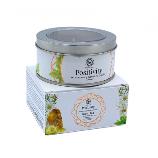 Bougie parfumée Green Tree Gemstone Positivité Thé Vert 70 g - Ether et sens