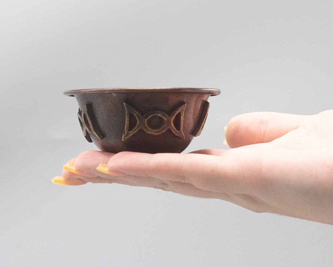 Bol Rituel Antique en Cuivre avec Triple Lune - Ether et sens