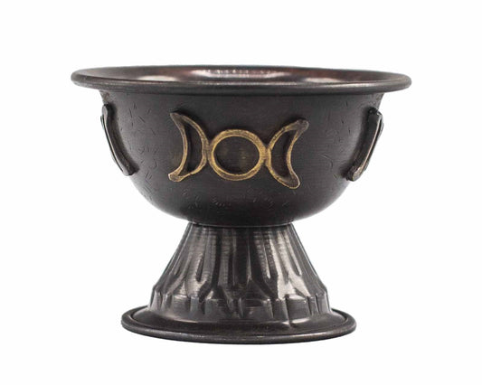 Calice Rituel en Cuivre Antique Triple Lune - Ether et sens