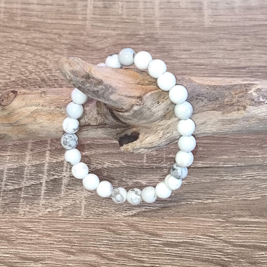 Bracelet Enfant Howlite Blanche 6mm (Taille 0)