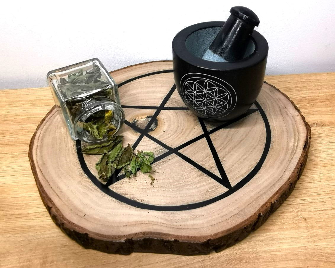 Mortier Pierre Saponite Noir Fleur de Vie - Ether et sens