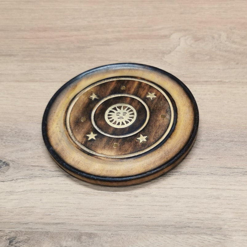 Disque porte-encens Bois de manguier - Soleil