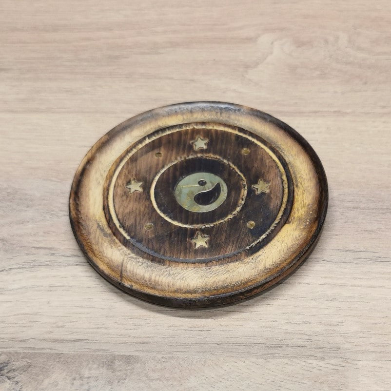 Disque porte-encens Bois de manguier - Yin Yang