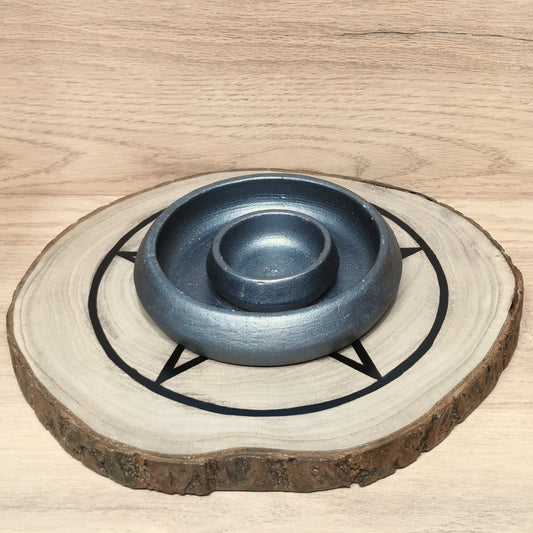 Brûleur Palo Santo Terre Cuite Design gris 9cm - Ether et sens