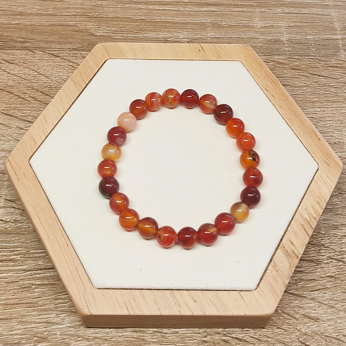 Bracelet Cornaline Rubanée 8mm