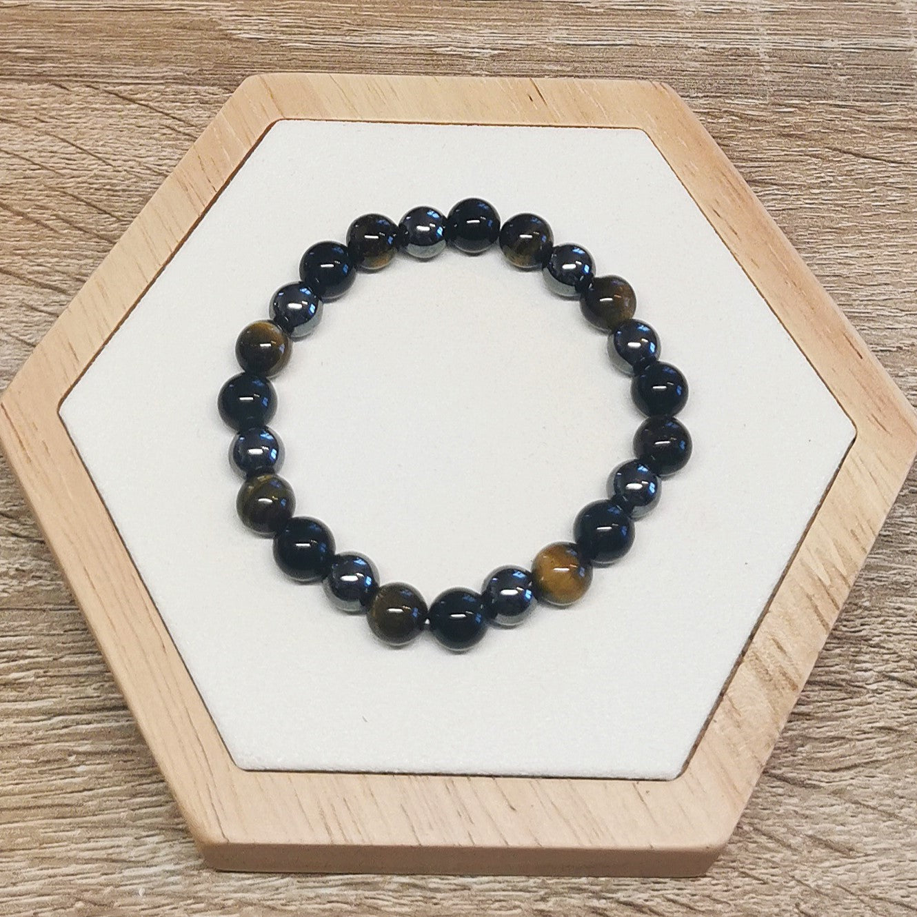 Bracelet Protection (Obsidienne Noire, Hematite, Oeil de Tigre) 8mm