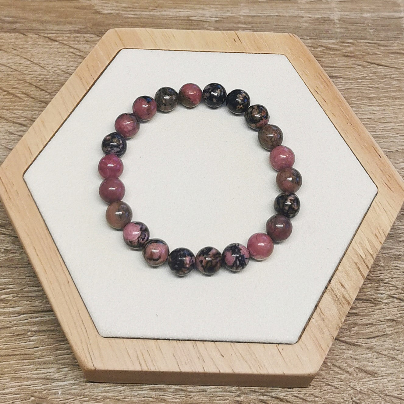 Bracelet Rhodonite 'Black Line' 8mm