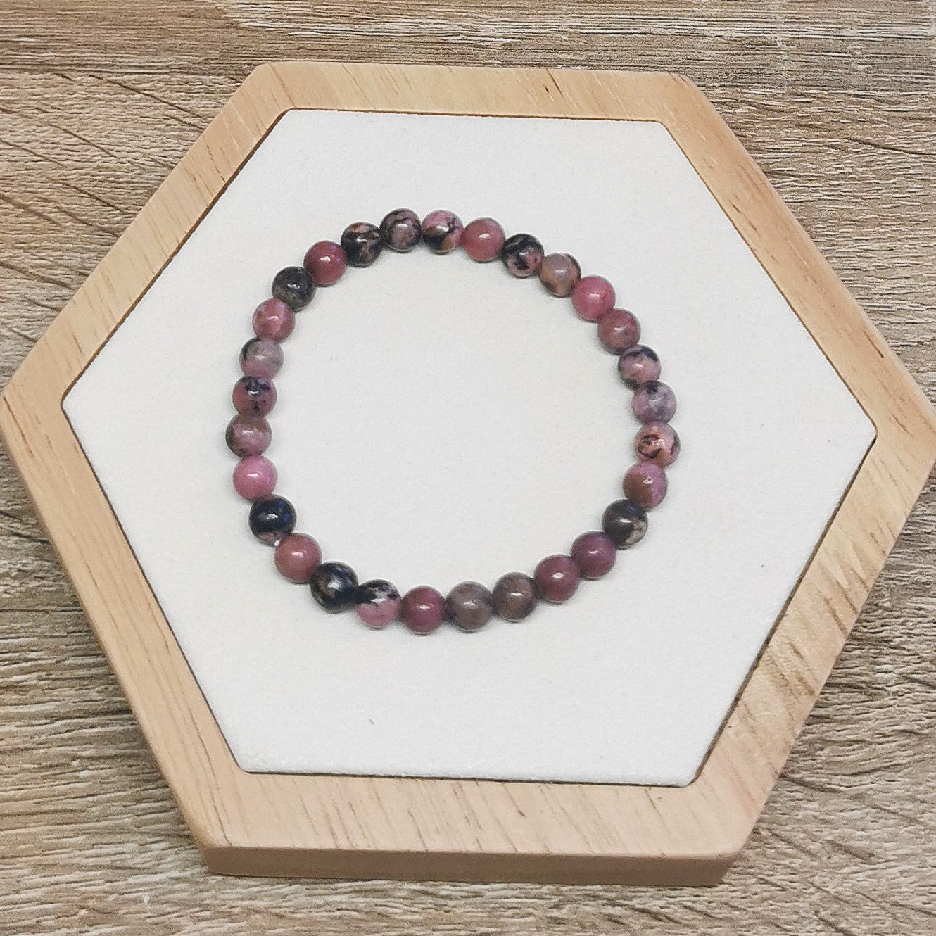 Bracelet Rhodonite 'Black Line' 6mm