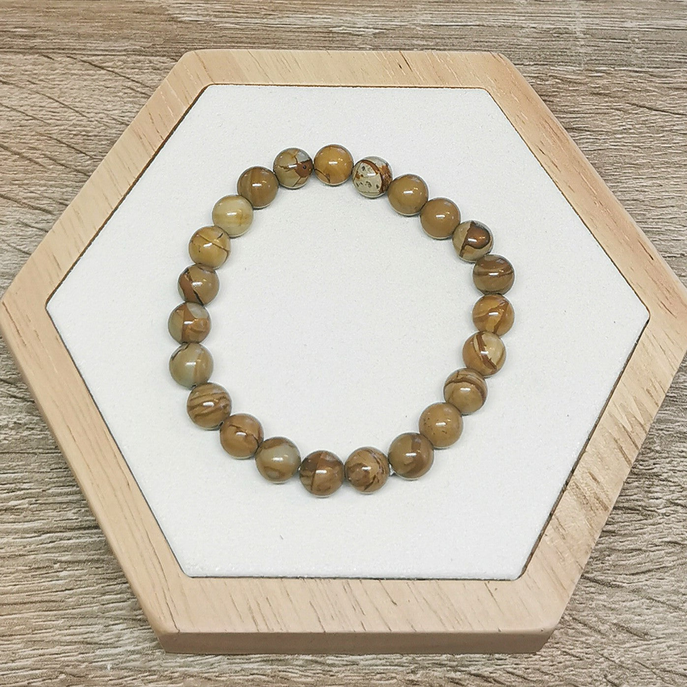 Bracelet Bois Fossile - 8mm