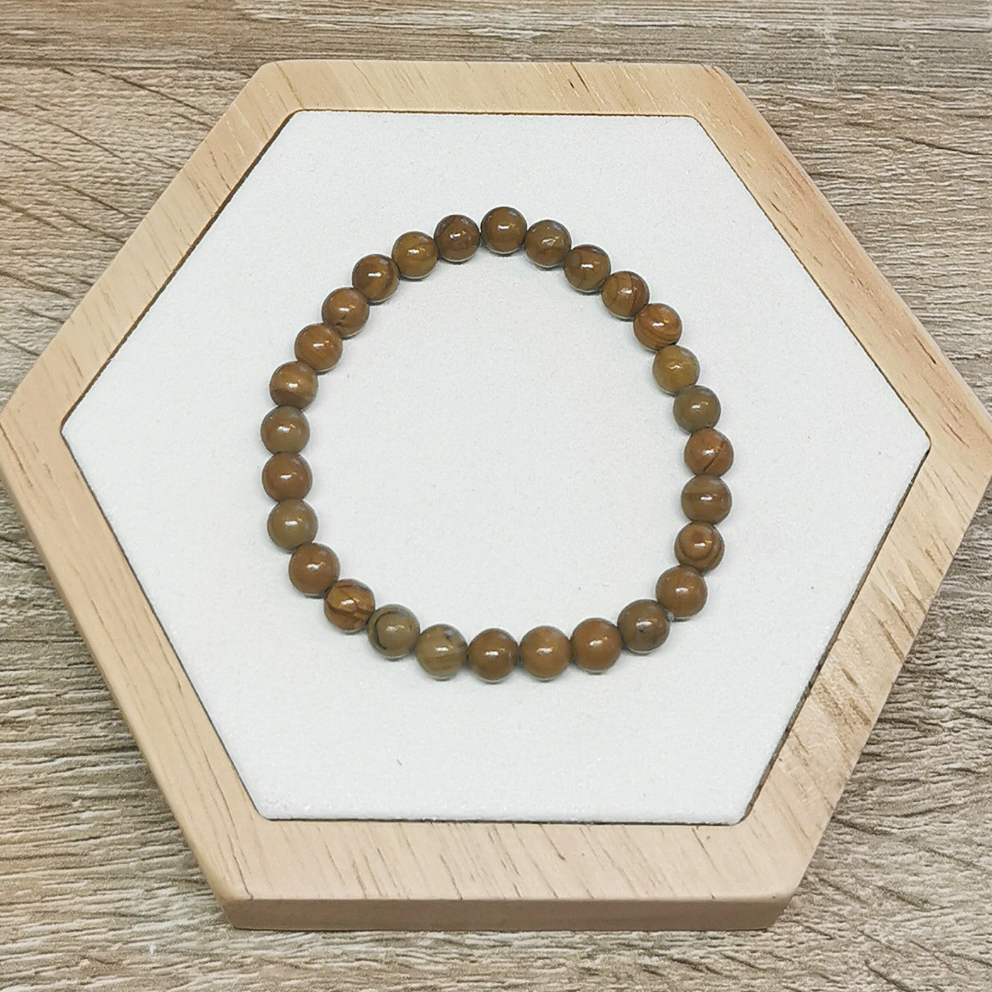 Bracelet Bois Fossile - 6mm