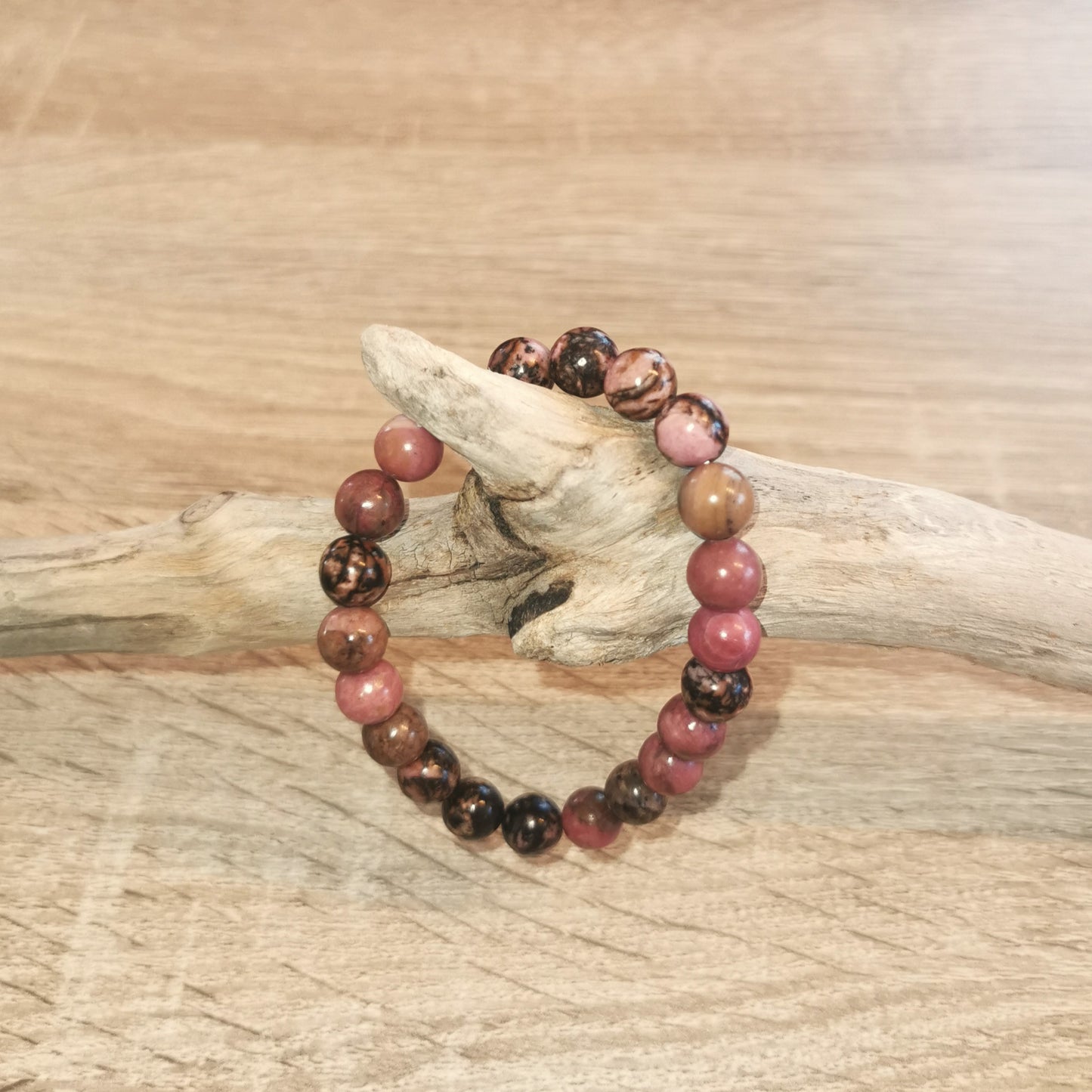Bracelet Rhodonite 'Black Line' 8mm