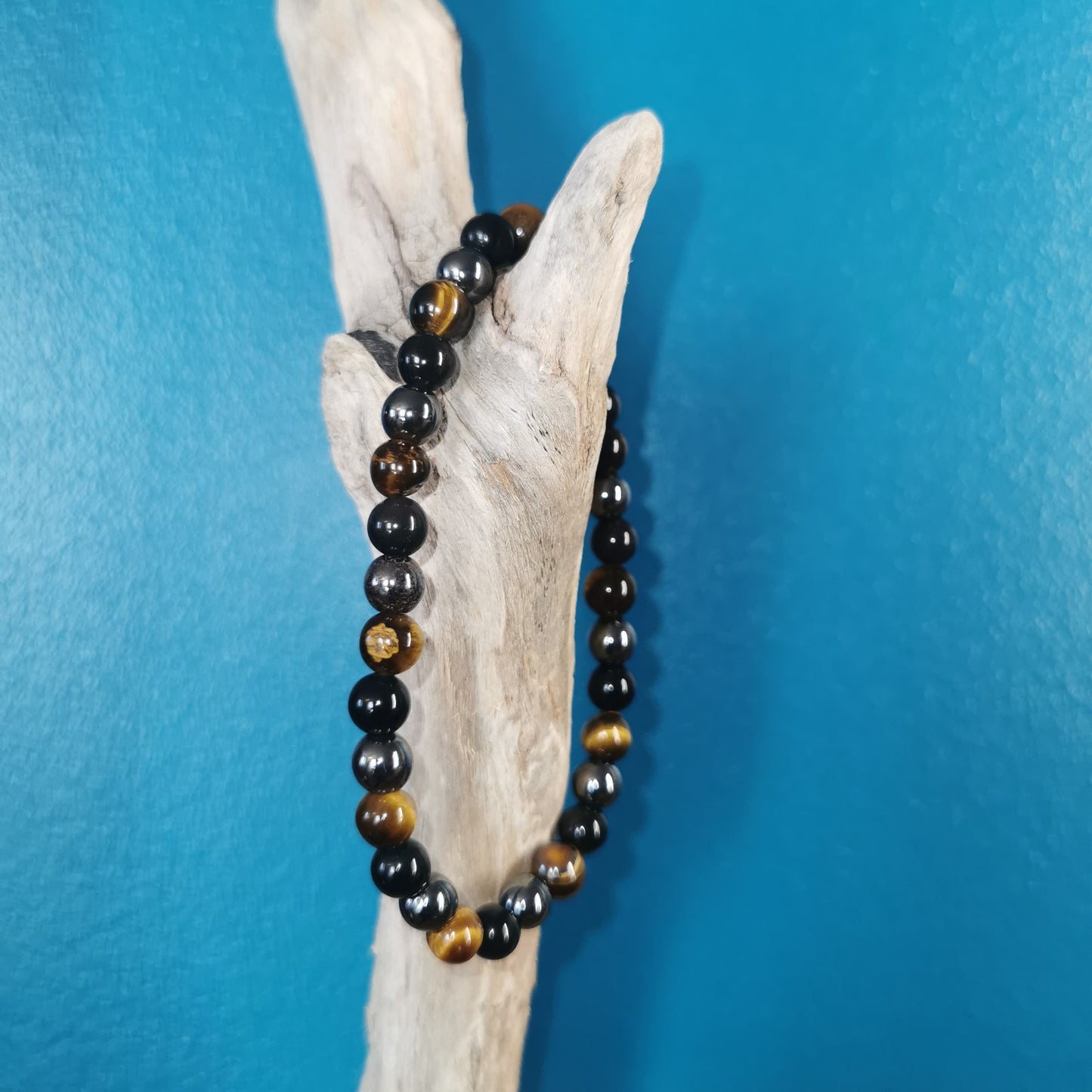 Bracelet Protection (Obsidienne Noire, Hematite, Oeil de Tigre) 6mm