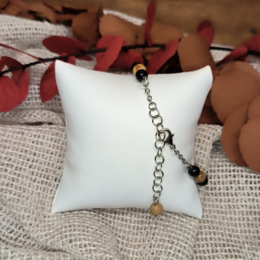 Bracelet "Confiance et ancrage" - Jaspe paysage et Onyx