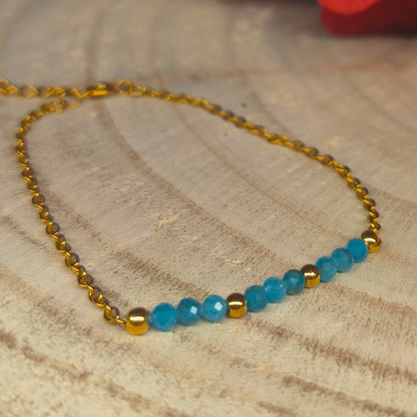 Bracelet doré DANA Apatite bleue - Ether et sens