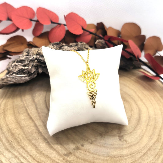 Pendentif Lotus Unalome - plaqué or - Ether et sens