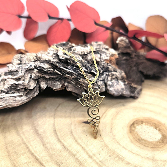 Pendentif Lotus Unalome - plaqué or