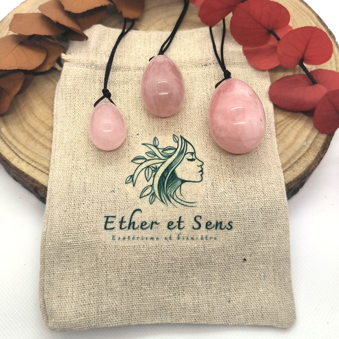 Lot de 3 Œufs de Yoni en Quartz Rose