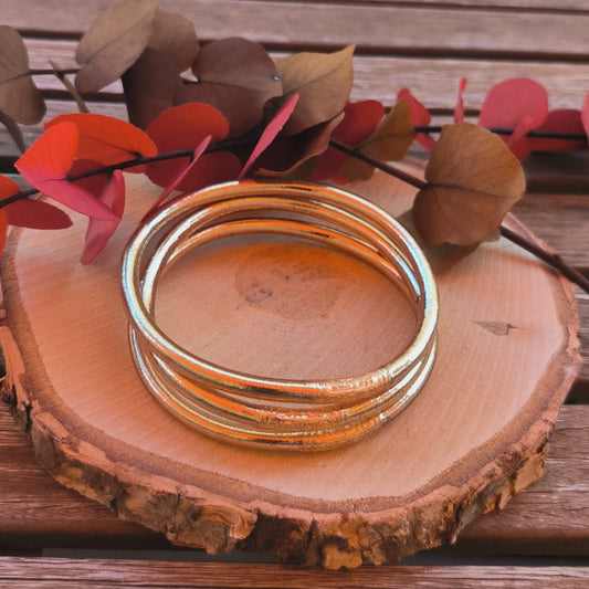 1 Véritable bracelet bouddhiste jonc - or rose taille L - Ether et sens