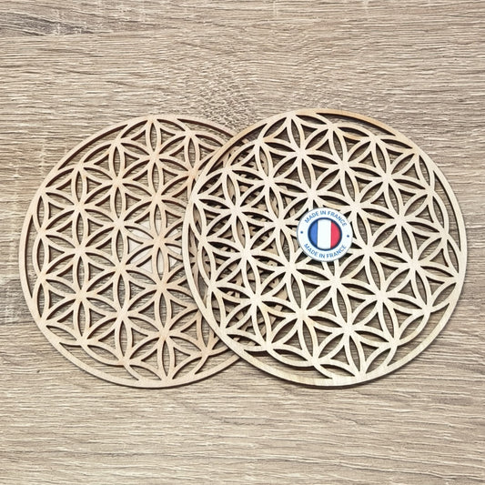 Plaque Fleur de Vie Sculptée Bois 10cm