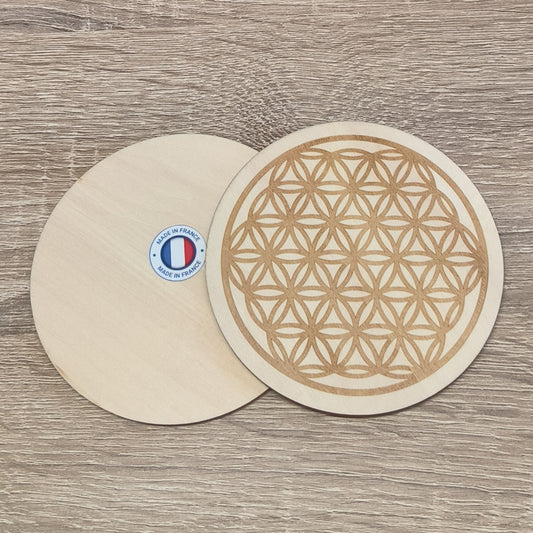 Plaque Fleur de Vie Gravée Bois 10cm