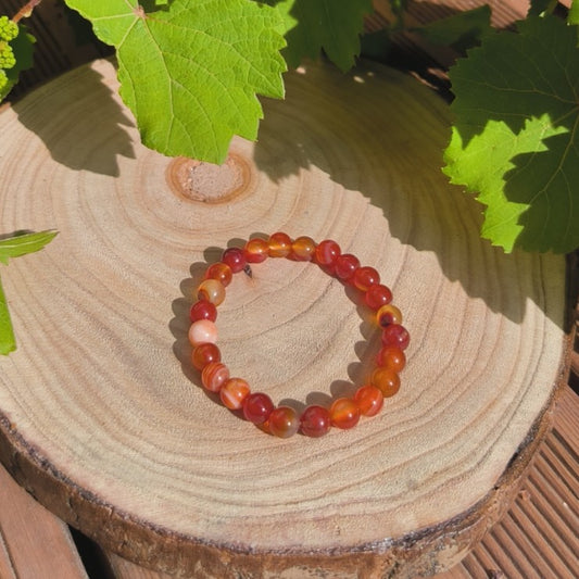 Bracelet Cornaline Rubanée 8mm