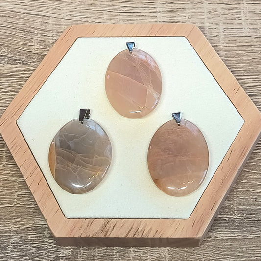 Pendentif pierre plate PIERRE DE LUNE