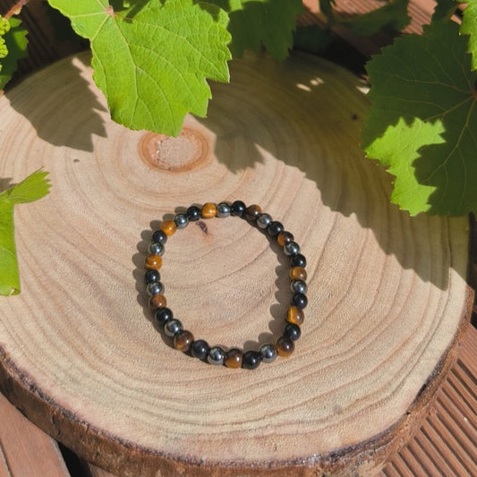 Bracelet Protection (Obsidienne Noire, Hematite, Oeil de Tigre) 6mm