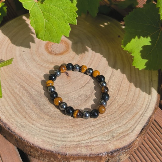 Bracelet Protection (Obsidienne Noire, Hematite, Oeil de Tigre) 8mm