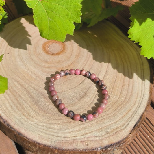 Bracelet Rhodonite 'Black Line' 6mm