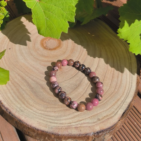 Bracelet Rhodonite 'Black Line' 8mm