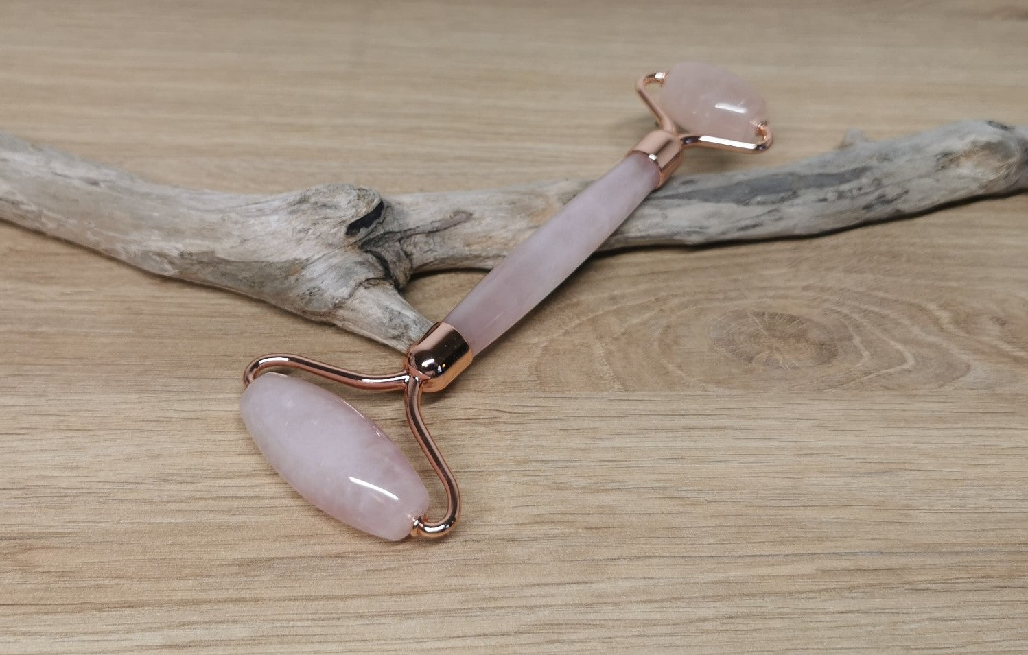 Rouleau de massage (2 têtes) Quartz rose - Ether et sens