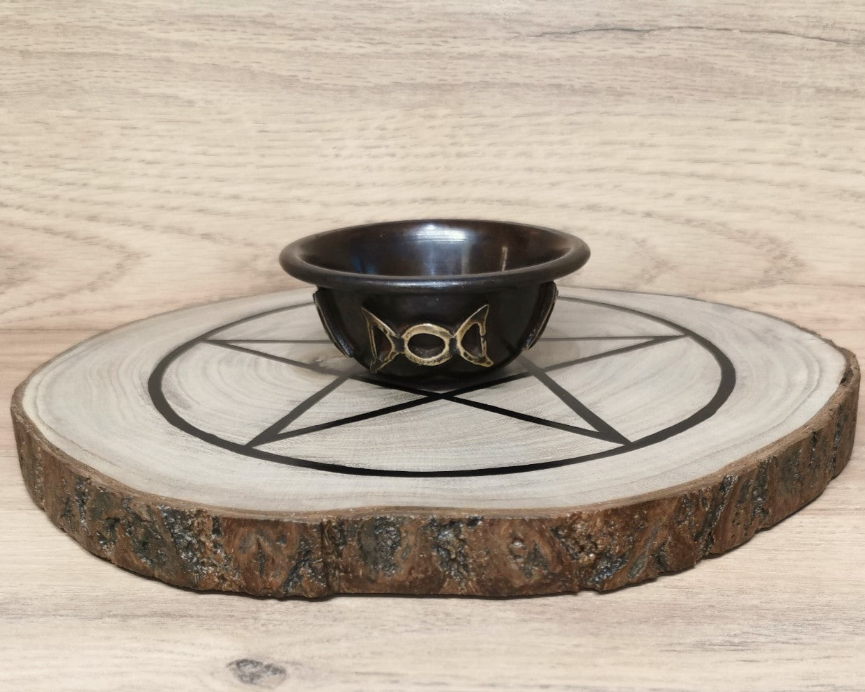 Bol Rituel Antique en Cuivre avec Triple Lune - Ether et sens