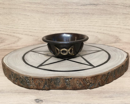 Bol Rituel Antique en Cuivre avec Triple Lune - Ether et sens