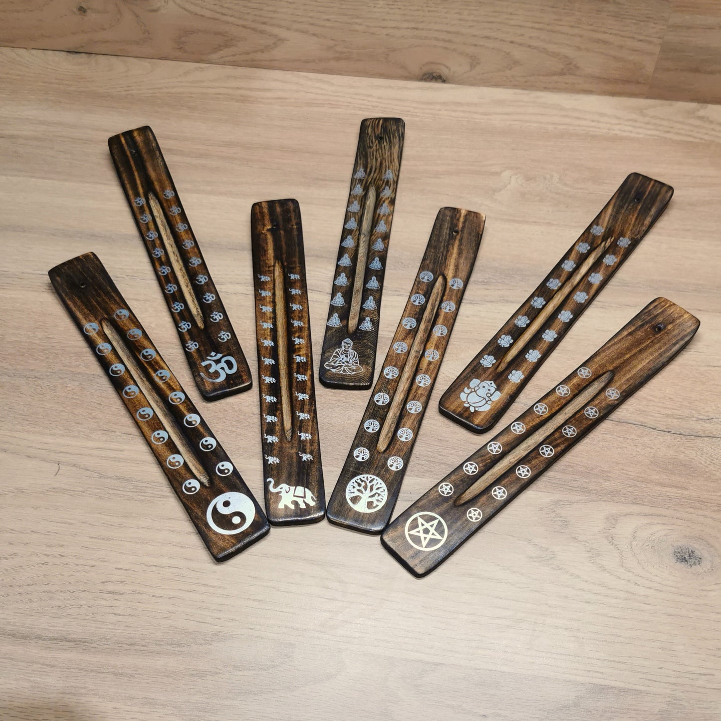 Porte-Encens en bois de manguier finition brûlée