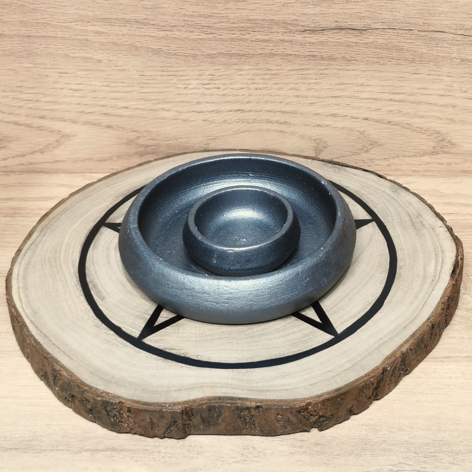 Brûleur Palo Santo Terre Cuite Design gris 9cm - Ether et sens