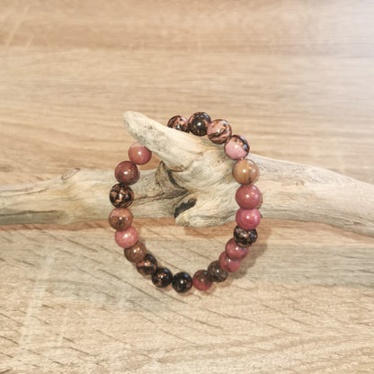 Bracelet Rhodonite 'Black Line' 8mm