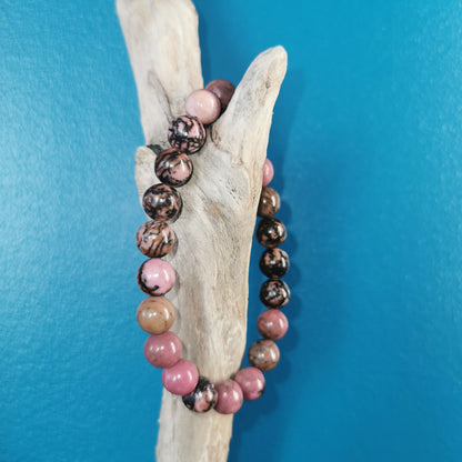 Bracelet Rhodonite 'Black Line' 8mm