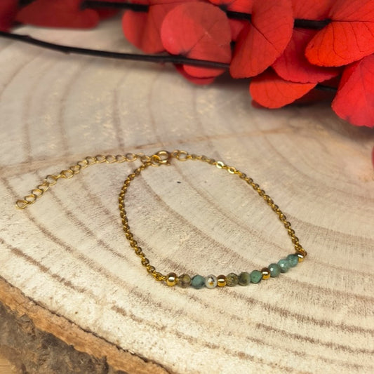 Bracelet doré DANA Turquoise d'Afrique - Ether et sens