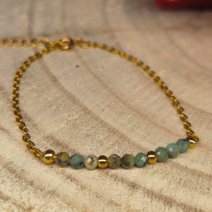 Bracelet doré DANA Turquoise d'Afrique - Ether et sens