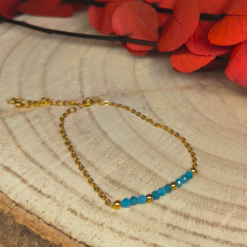 Bracelet doré DANA Apatite bleue - Ether et sens