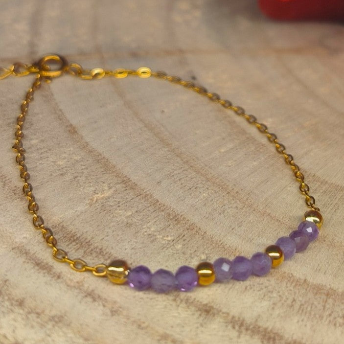 Bracelet doré DANA Améthyste - Ether et sens