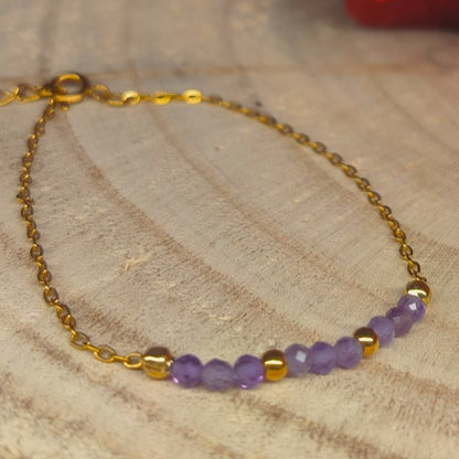 Bracelet doré DANA Améthyste - Ether et sens