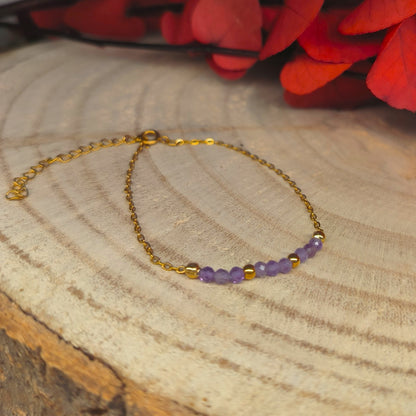 Bracelet doré DANA Améthyste - Ether et sens