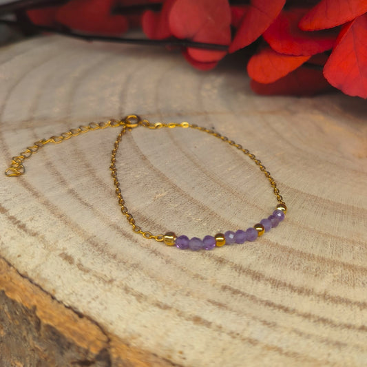 Bracelet doré DANA Améthyste - Ether et sens