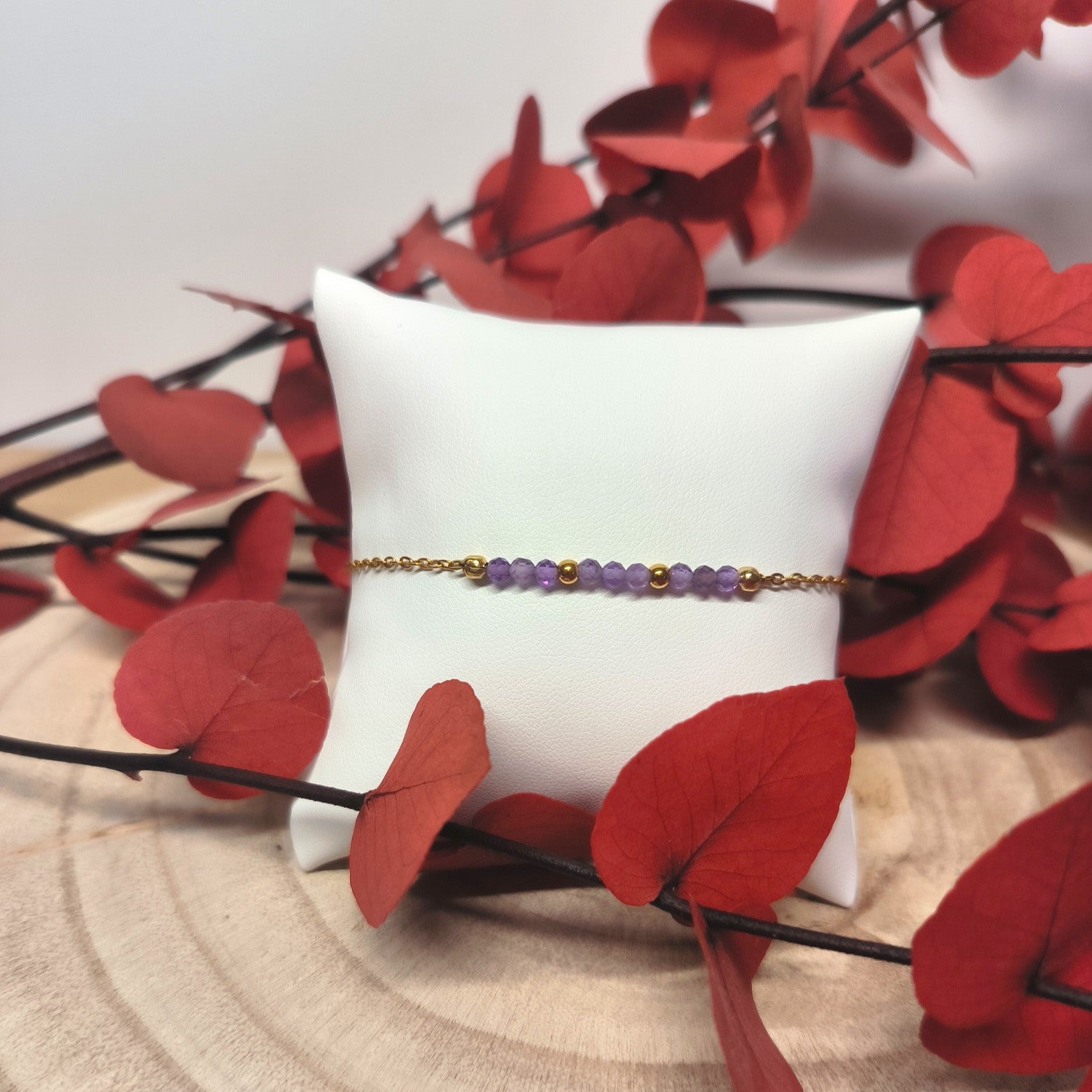 Bracelet doré DANA Améthyste - Ether et sens