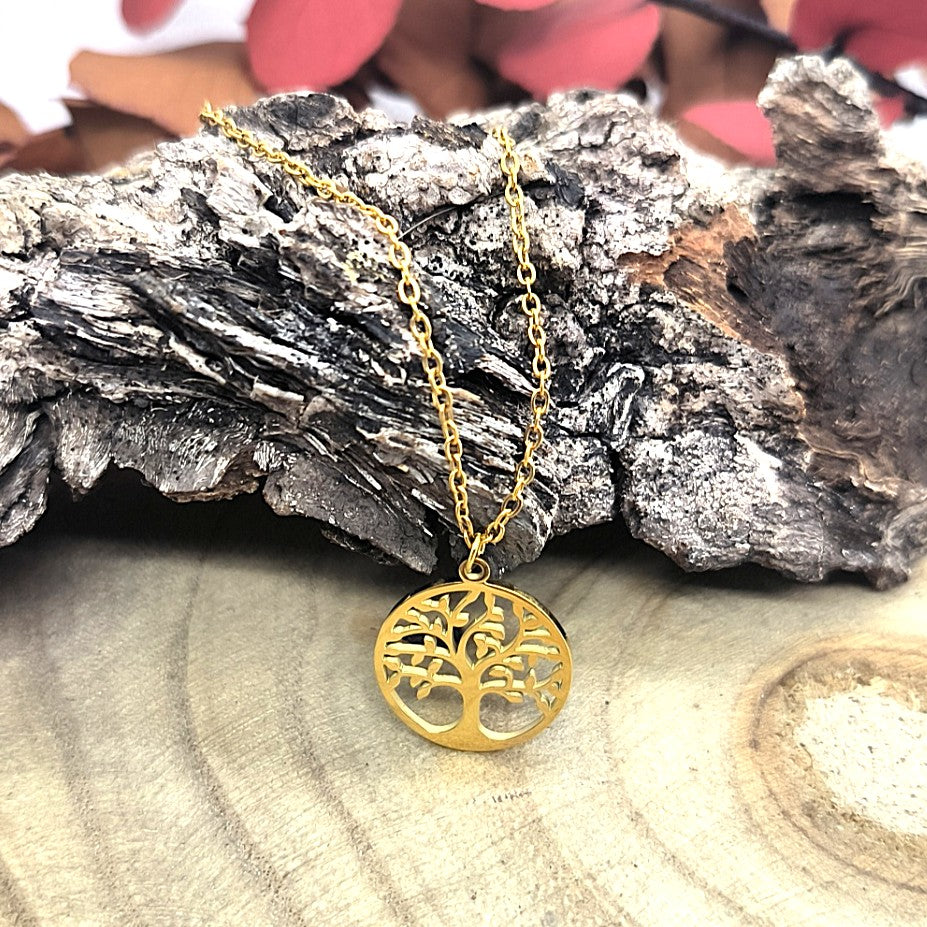 Pendentif arbre de vie en plaqué or - Ether et sens