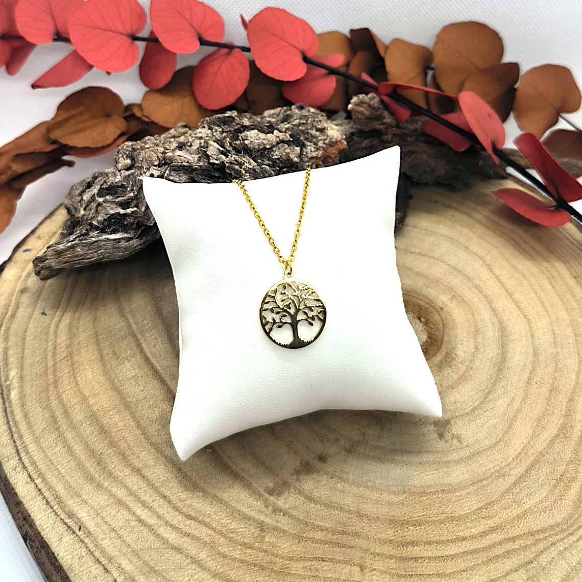 Pendentif arbre de vie en plaqué or - Ether et sens