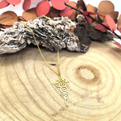 Pendentif Lotus Unalome - plaqué or