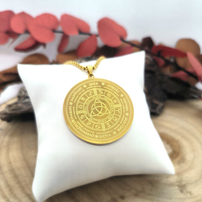 Pendentif Wicca "Roue de l'Année" - Plaqué Or