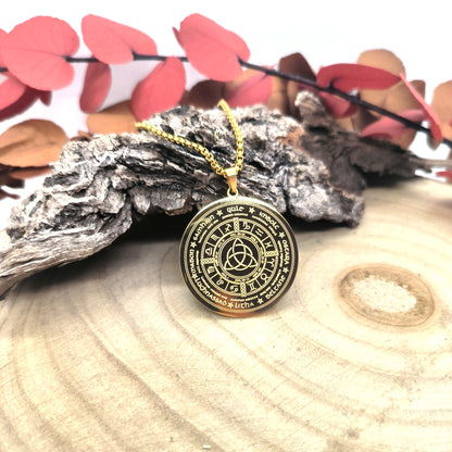 Pendentif Wicca "Roue de l'Année" - Plaqué Or